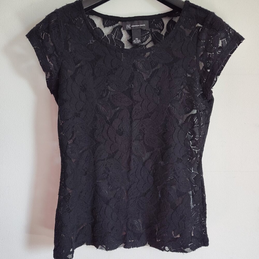 Inc Cap-Sleeve Lace Top